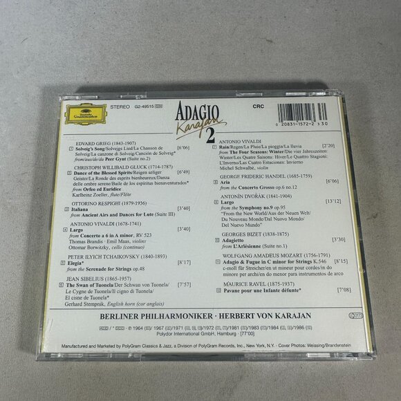 Adagio Karajan 2 Classical CD Berliner Philharmoniker Great Classical 1964-1986 - Picture 2 of 3